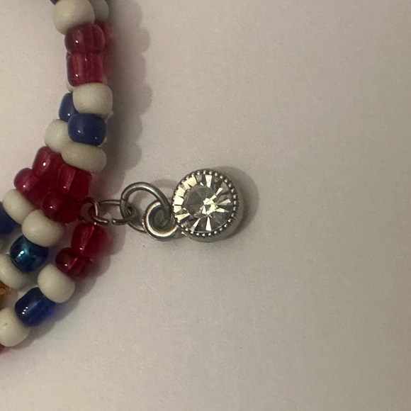 Colorful Beaded Bracelet with Silver Charm - Picture 1 of 4